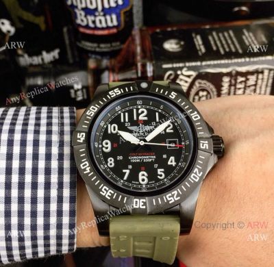 Fake Breitling Colt Skyracer Black Case Green Rubber Band Watch